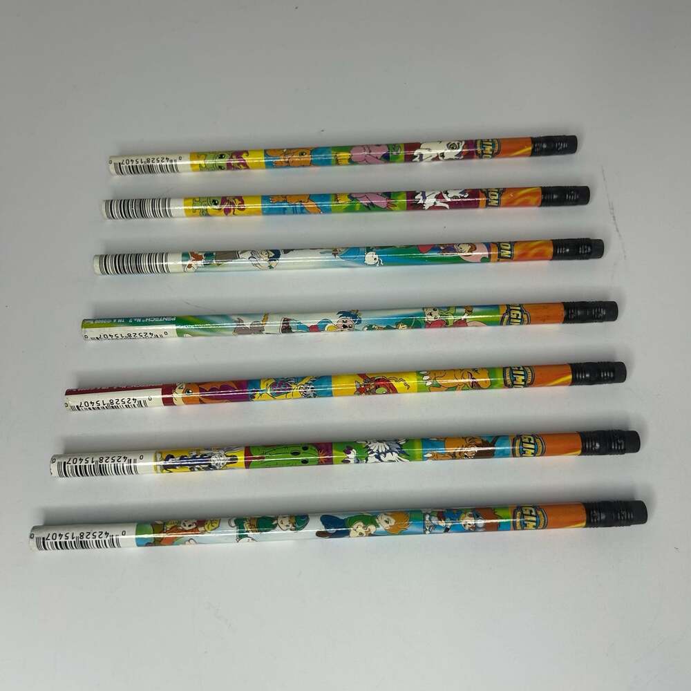 Vintage 2000 Digimon Pentech No. 2 Pencils Set of 7